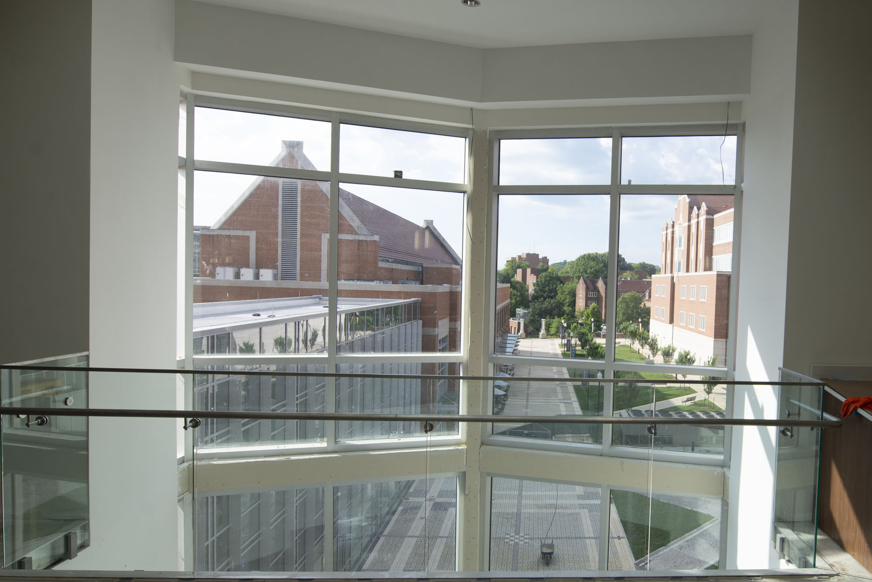 Window looking toward Haslam courtyard, UT Student Union Tour - August 7, 2018